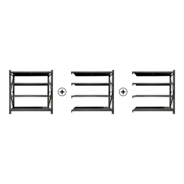2m x 4.5m x 0.6m 3600kg Heavy Duty Garage Shelving (Black)